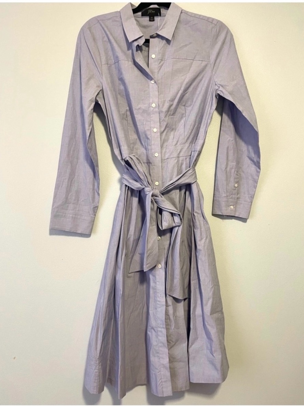 NWT J. Crew Light Blue Striped Long Sleeve Shirt Dress. Classic. Sz 10